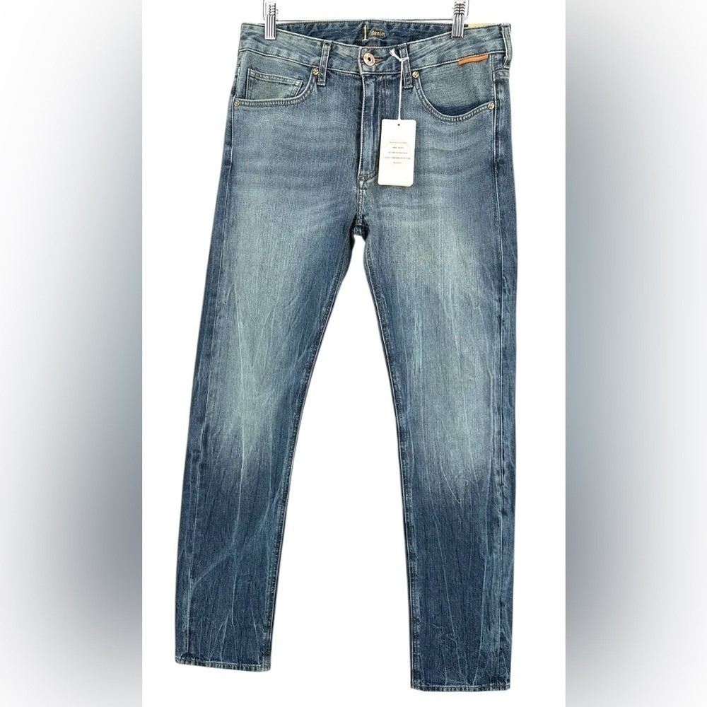1 DENIM Slim Straight Jeans Medium Wash Blue Denim "The Natives" Men's 31x32 NWT